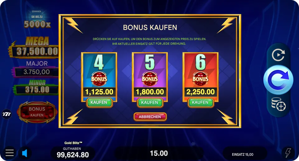 Bonuskauf-Option im Gold Blitz Slot